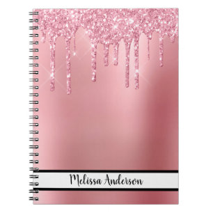 Trendy Pink Dripping Glitter Notebook