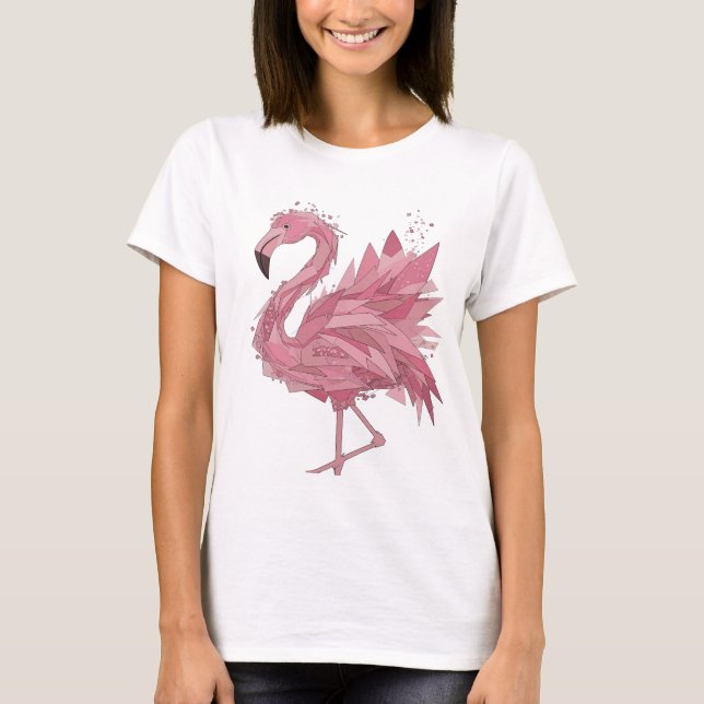 Trendy Pink FLAMINGO Custom Design T-Shirt (Front)