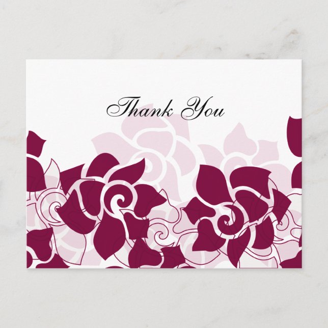 trendy pink floral ThankYou Cards (Front)