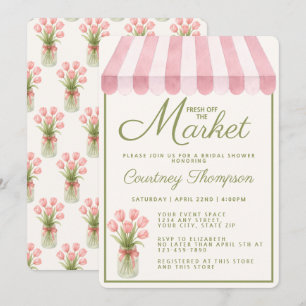 Trendy Pink Fresh Off The Market Bridal Shower  Invitation