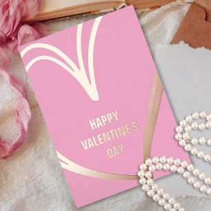 Trendy Pink Gold Foil Valentine's Day Photo Card