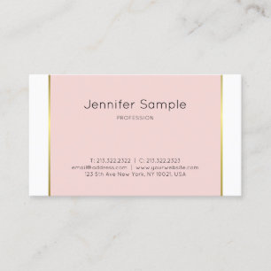 Trendy Pink Gold White Elegant Graphic Design Business Card