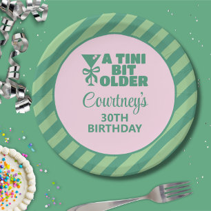 Trendy Pink & Green A Tini Bit Older 30th Birthday Paper Plate
