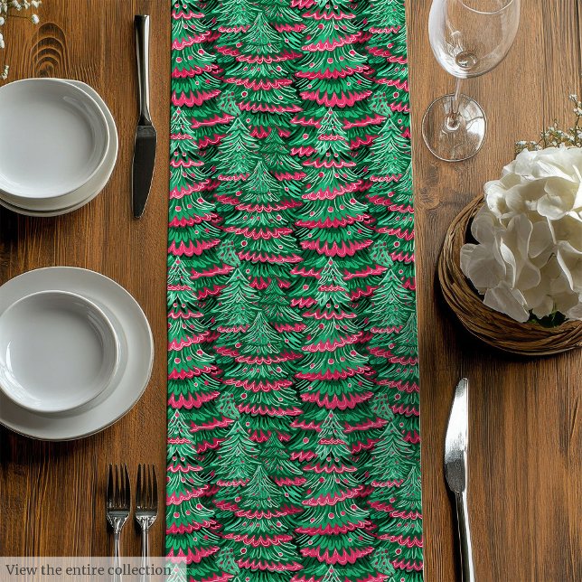 Trendy pink green preppy Christmas table runner (Trendy pink green preppy Christmas table runner)