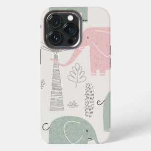 Trendy Pink Greenish Modern Elephant Tough Case