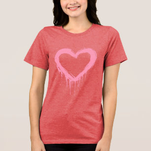 Trendy Pink Heart Y2K Aesthetic Tri-Blend Shirt