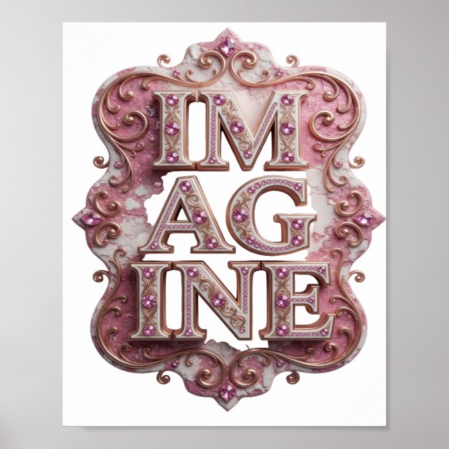 Trendy Pink IMAGINE Custom Tee Poster (Front)