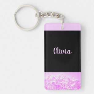 Trendy Pink Lavender Diamonds Keychain