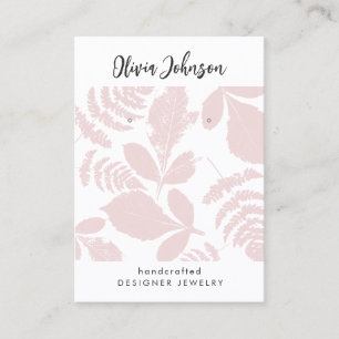 Trendy Pink Leaf Pattern Jewellery Earring Display Business Card