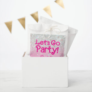 Trendy Pink Lets Go Party Birthday  Favour Bags