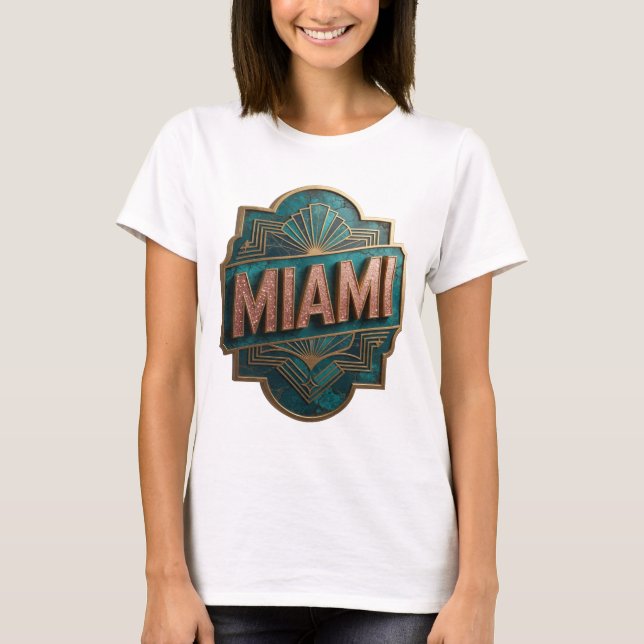 Trendy Pink MIAMI Text Design T-Shirt (Front)