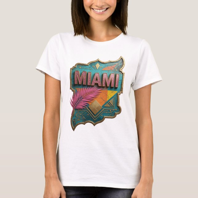 Trendy Pink MIAMI Text Design v2 T-Shirt (Front)