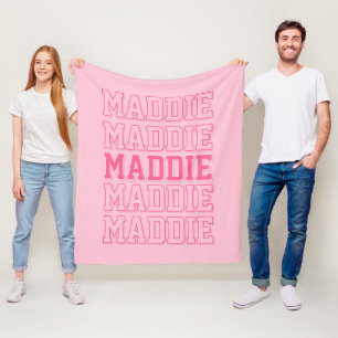 Trendy Pink Modern Monogrammed Fleece Blanket