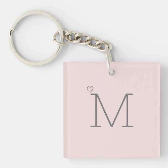 Trendy Pink Monogram  Key Ring (Front)