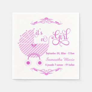 Trendy Pink New Baby Girl Paper Napkins