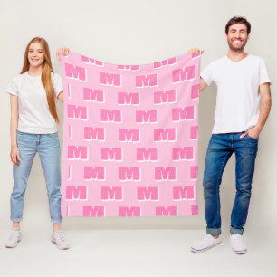 Trendy Pink Personalised Initial Fleece Blanket