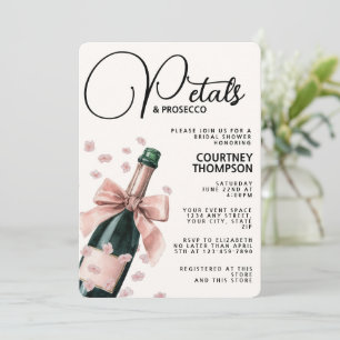 Trendy Pink Petals and Prosecco Bridal Shower  Invitation