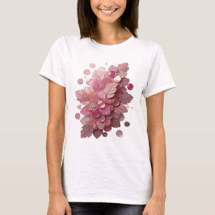 Trendy Pink PINK LEAVES AND GLITTERY BUTTONS T-Shirt