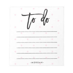 Trendy Pink Polka Dots and Typography To Do List Notepad