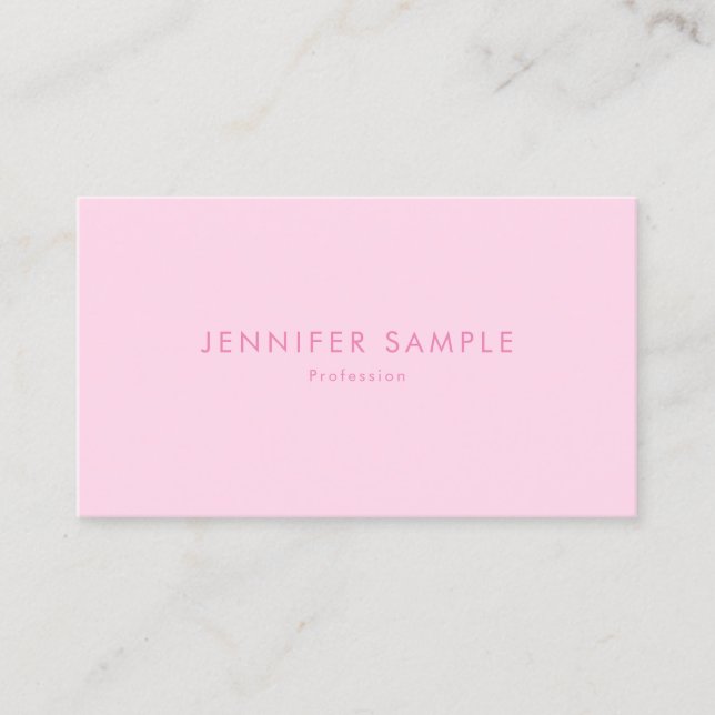 Trendy Pink Professional Simple Template Modern Business Card (Front)