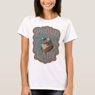 Trendy Pink PROUD CAT LADY Statement Design T-Shirt