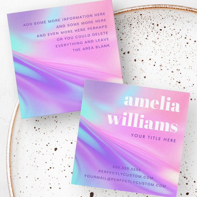 Trendy pink purple pastel gradient square business card (Trendy pink purple pastel gradient square business card)
