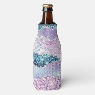 Trendy Pink Purple Silver Agate Bottle Cooler