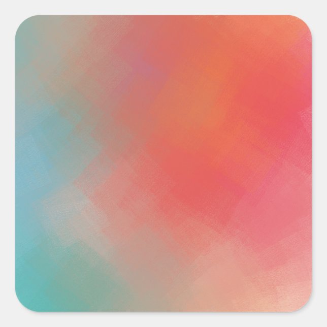 Trendy Pink Red Yellow Orange Blue Green Modern Square Sticker (Front)
