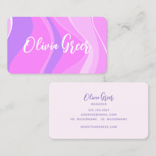 Trendy Pink Retro Waves Business Card