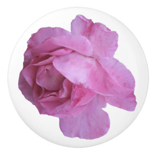 Trendy pink rose ceramic cute boho floral white  knob