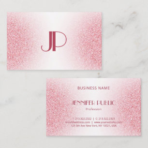 Trendy Pink Rose Gold Glitter Modern Elegant Business Card