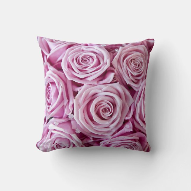 Trendy Pink rose pillow cushion (Front)