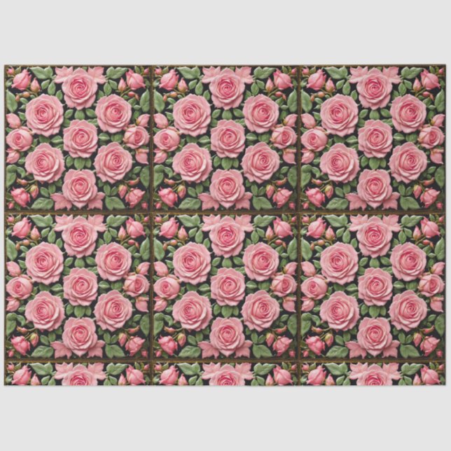 Trendy Pink Roses Beautiful Collection Tissue Paper (Front)