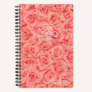 Trendy Pink Roses Modern Logo Notebook