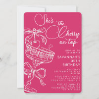 Trendy Pink She's The Cherry On Top 30th Birthday
