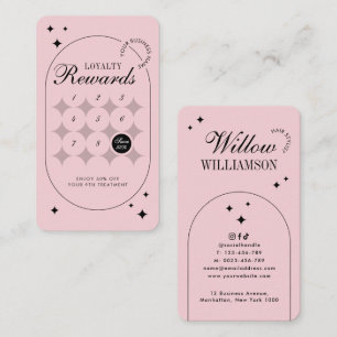 Trendy Pink Simple Vintage Script Beauty Salon Spa Loyalty Card