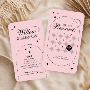 Trendy Pink Simple Vintage Script Beauty Salon Spa Loyalty Card