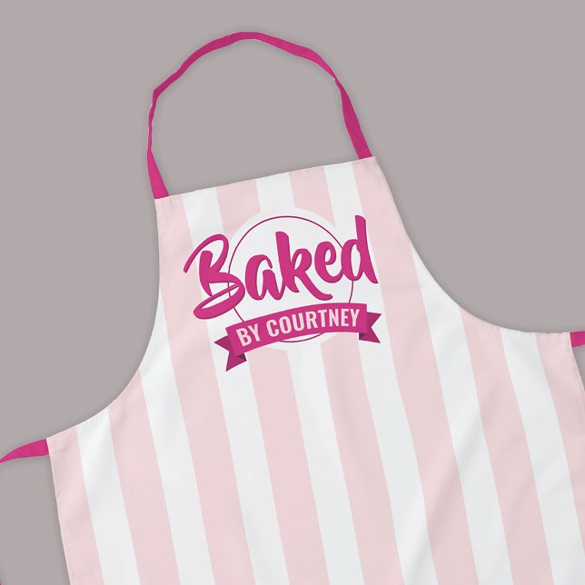 Trendy Pink Stripes Girly Bakery Chef Caterer Apron (Creator Uploaded)