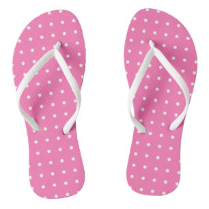 Trendy Pink Template White Dots Rustic Pattern Jandals