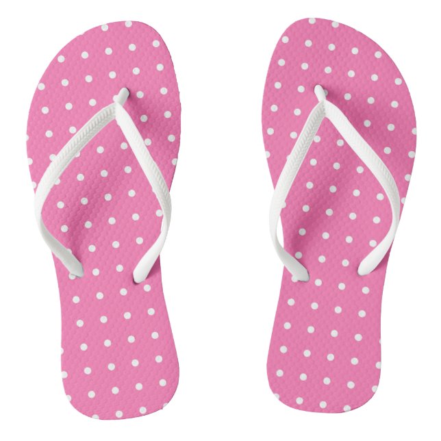 Trendy Pink Template White Dots Rustic Pattern Jandals (Footbed)