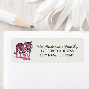 Trendy Pink Tiger Return Address 