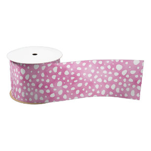 Trendy Pink Watercolor Cheetah Print Satin Ribbon