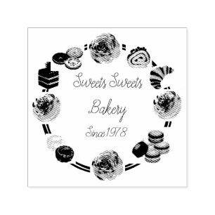 Trendy Pink Watercolor Floral Bakery Business Self-inking Stamp