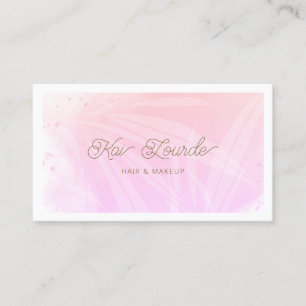 Trendy  Pink Watercolor Plants Leaves  Business Card