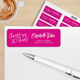Trendy Pink Whimsical Hand Drawn 30th Birthday
