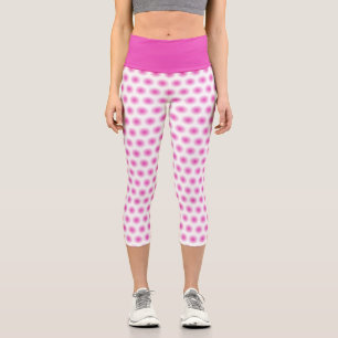 Trendy Pink White Modern Elegant Template Womens Capri Leggings