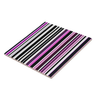 Trendy Pink White Stripes Collection Tile