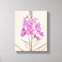 Trendy pink wild flowers boho floral modern art 