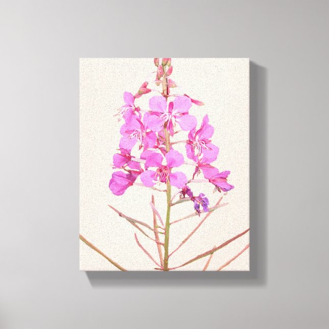 Trendy pink wild flowers boho floral modern art  canvas print (Front)