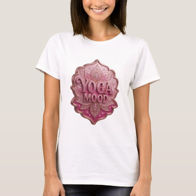 Trendy Pink YOGA MOOD Tee (Front)
